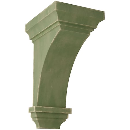 Ekena Millwork 7"W x 7 3/4"D x 14"H Jumbo Jefferson Wood Vintage Decor Corbel, Restoration Green CORWD07X07X14JEGR